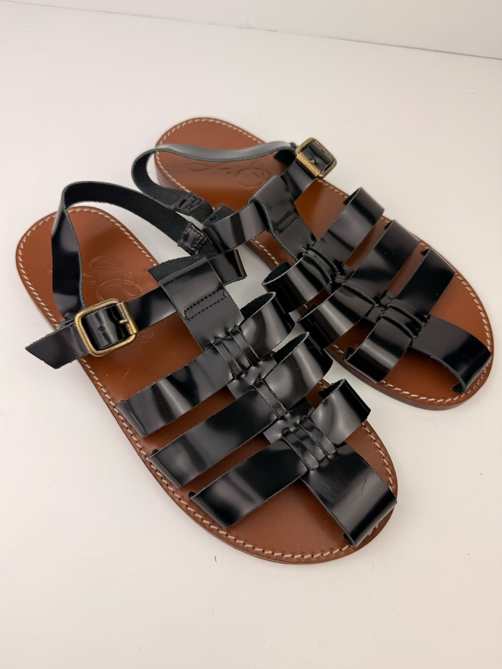 J.Crew Black Leather Fisherman Sandals Made in Italy Women’s Size 8